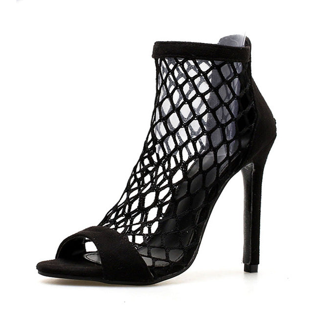 Women's Shoes Sexy High Heels Mesh Peep Toe Sandals