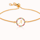 Colorful Rainbow Zircon 26 Letter Bracelet