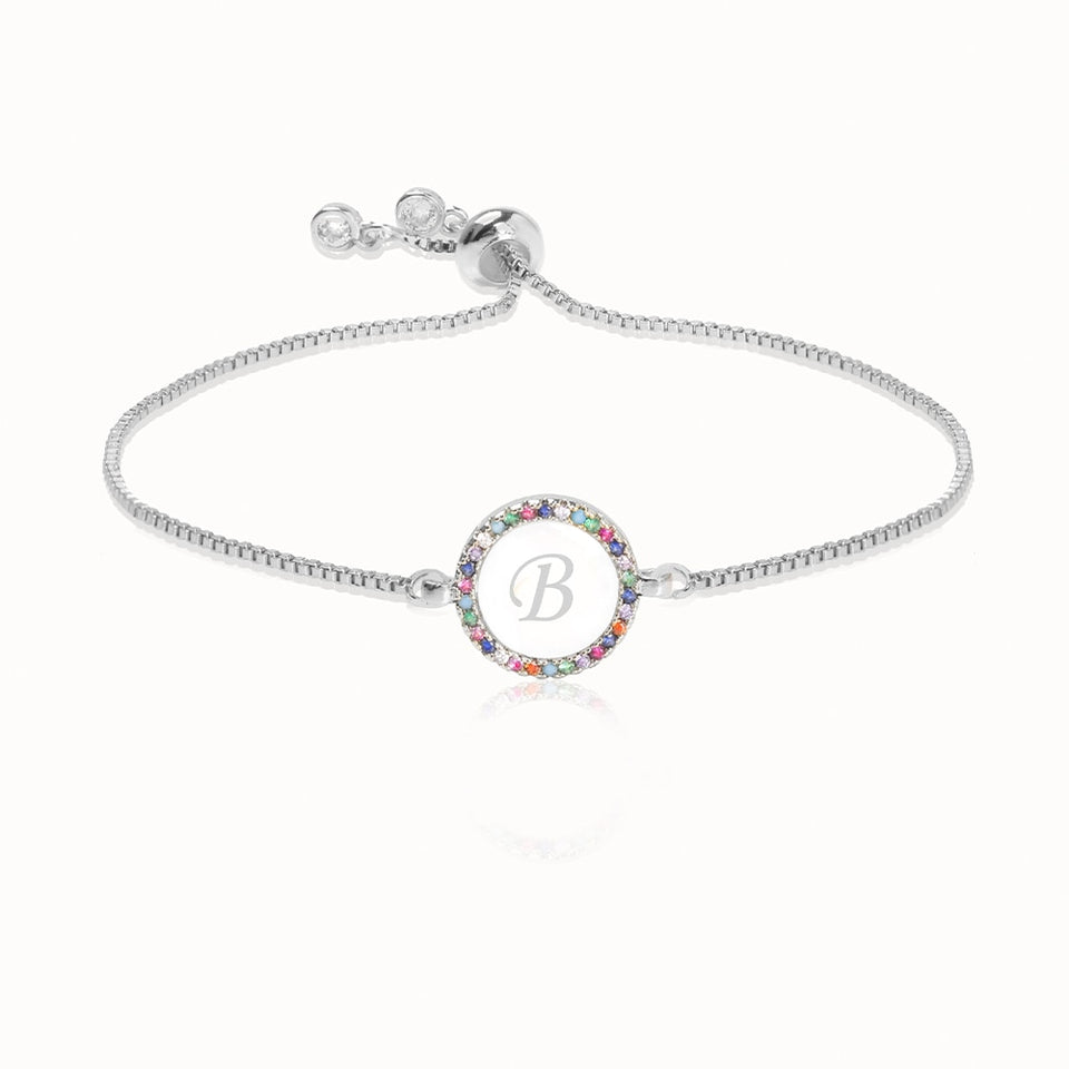 Colorful Rainbow Zircon 26 Letter Bracelet