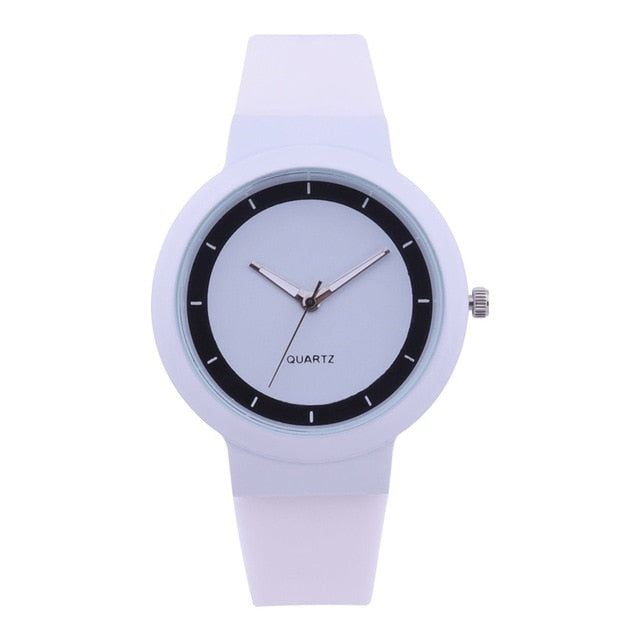 Silicone Band Analog Quartz Round Wrist Watch