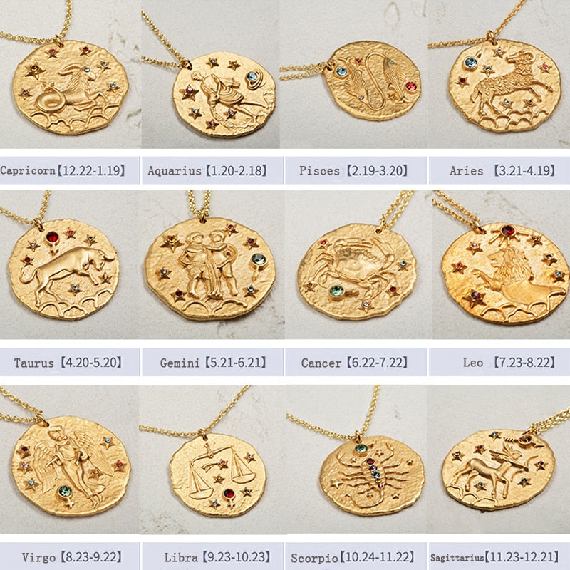 Artilady 12 Zodiac Necklace Pendant necklace