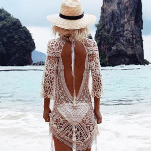 Knit Backless Bikini Cover Ups Beachwear