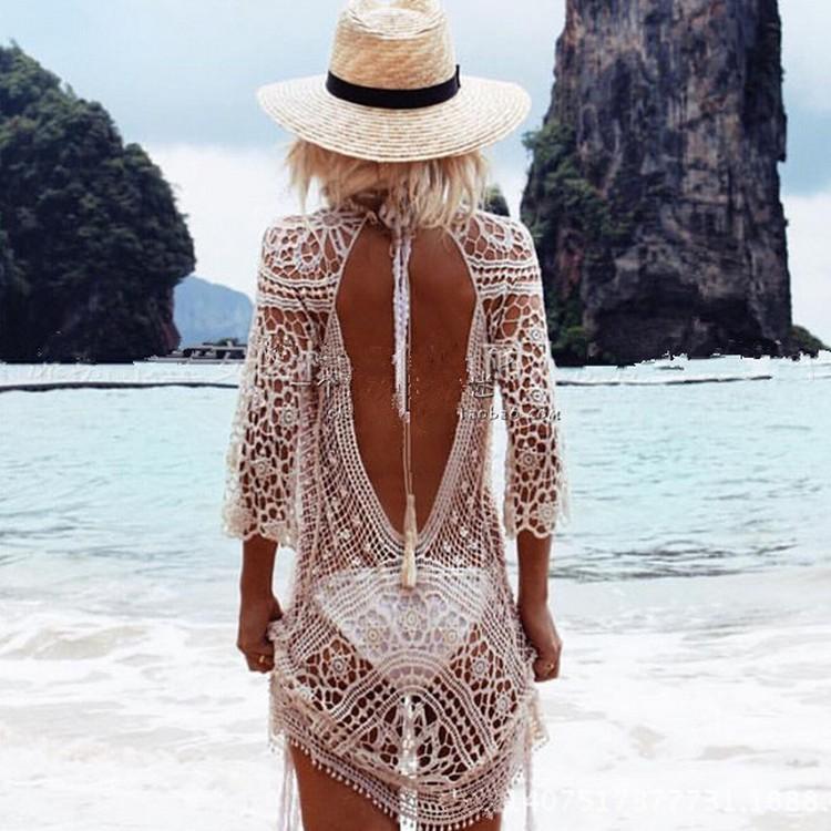 Knit Backless Bikini Cover Ups Beachwear