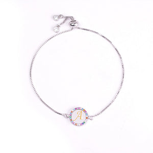 Colorful Rainbow Zircon 26 Letter Bracelet