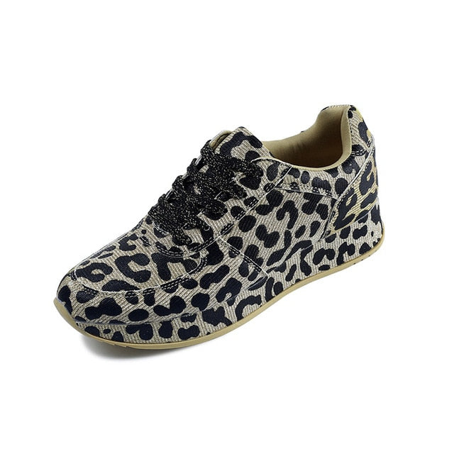 Sneakers Shoes Spring Autumn Leopard Pattern Design Fabric Comfortable Casual Sneakers Flats Shoes Women